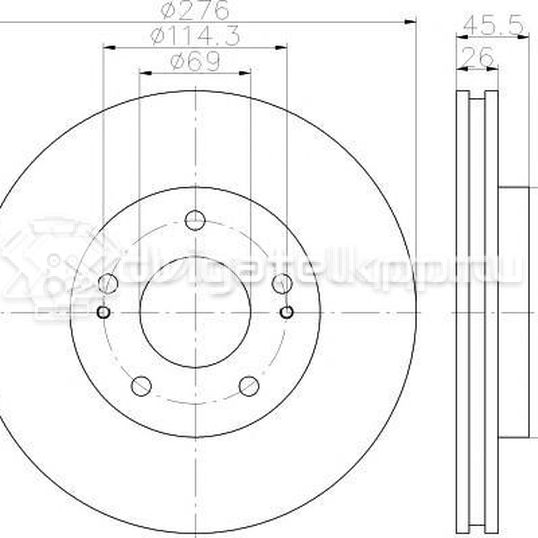 Фото Диск тормозной передний вентилируемый  MR510966 для Mitsubishi Eclipse / Lancer / Galant / Space / Outlander