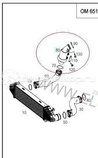 Фото Патрубок интеркулера для двигателя OM 651.925 (M651 D22 R) для Mercedes-Benz E-Class 136 л.с 16V 2.1 л Дизельное топливо 6511400087 {forloop.counter}}